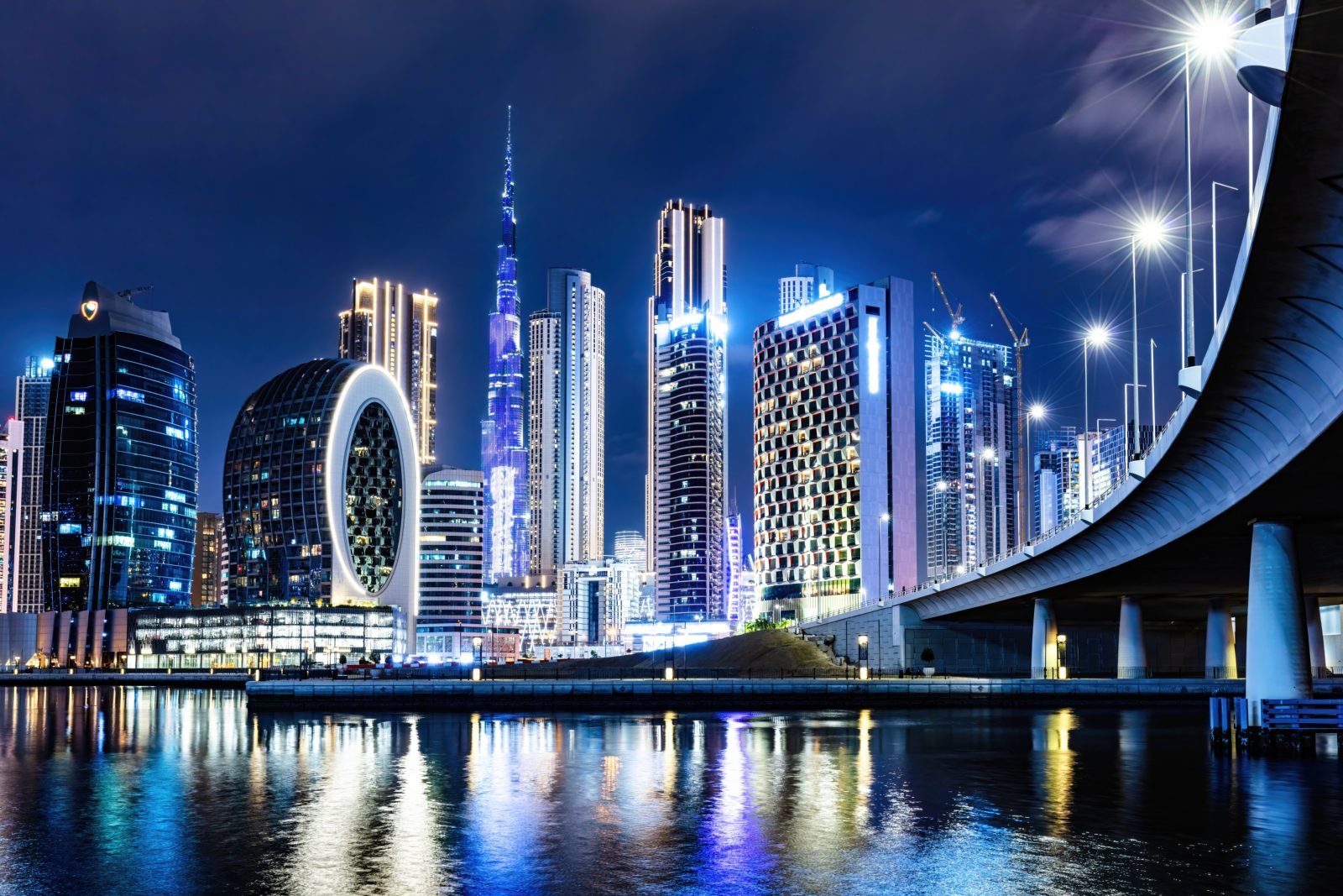 Dubai skyline with Burj Khalifa and modern skyscrapers