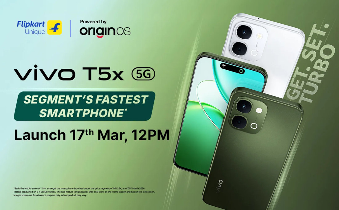 Vivo T5x 5G smartphone design front and back view